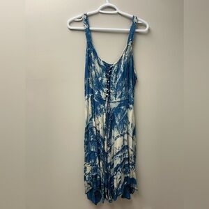 Shiva Fashions Midi Tie Dye Blue Summer Dress